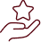 Qualité et excellence : Main offrant une étoile premium. Icône minimaliste rouge : main ouverte présentant une étoile. Symbole de qualité, récompense ou service premium.